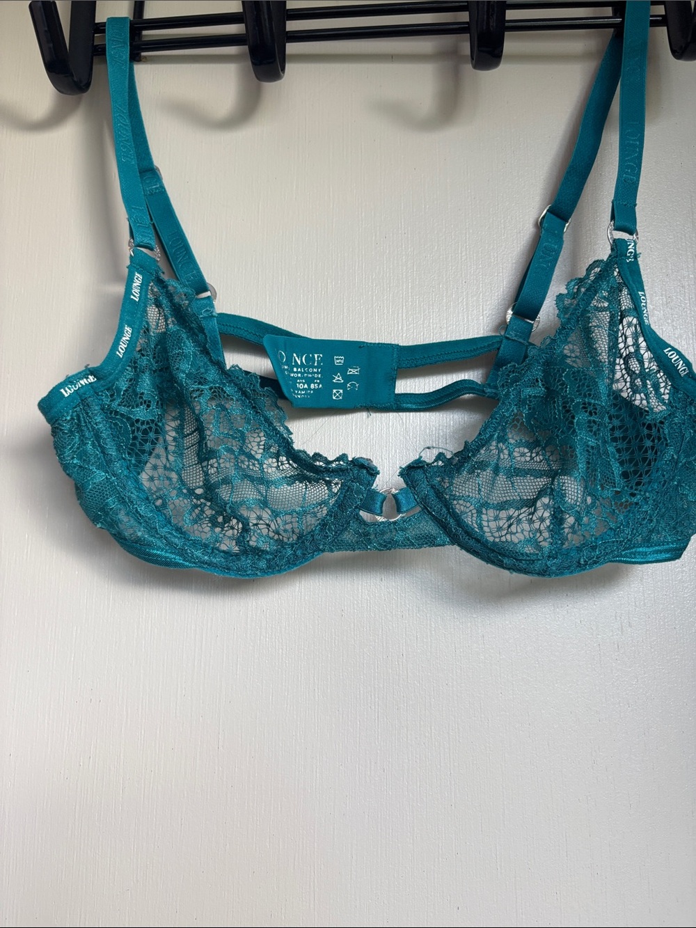 Teal Lace Underwire Bra with Strappy Back